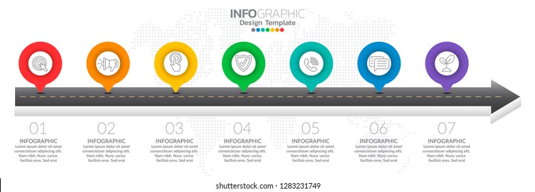 Infographic template design with 6 color options.