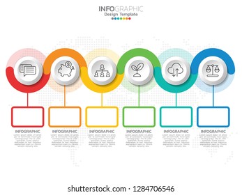 Infographic template design with 6 color options.