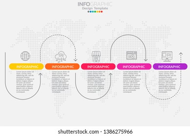 Infographic template design with 6 color options.
