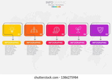 Infographic template design with 6 color options.
