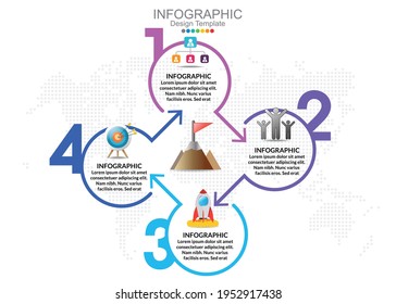 Infographic template design with 6 color options.