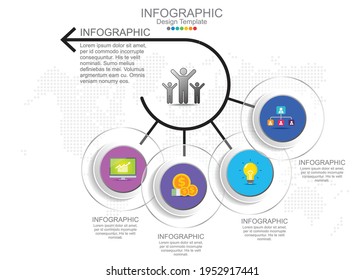 Infographic template design with 6 color options.