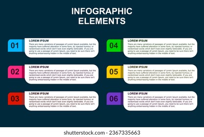  infographic template design with 6 steps. infographic design for presentations, banners, infographs and posters