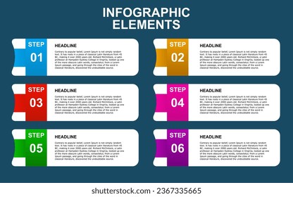  infographic template design with 6 steps. infographic design for presentations, banners, infographs and posters