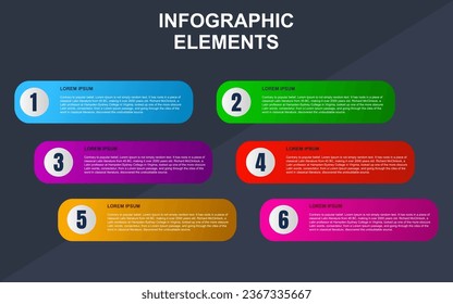  infographic template design with 6 steps. infographic design for presentations, banners, infographs and posters