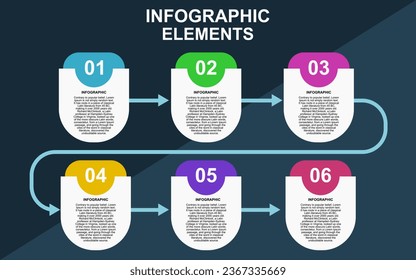  infographic template design with 6 steps. infographic design for presentations, banners, infographs and posters