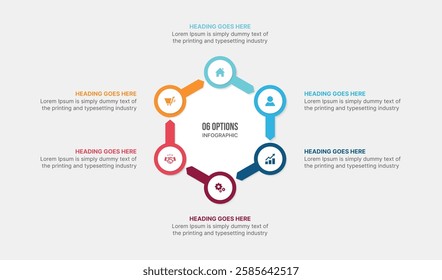 Infographic Template Design With 6 Steps, Process Workflow Diagram