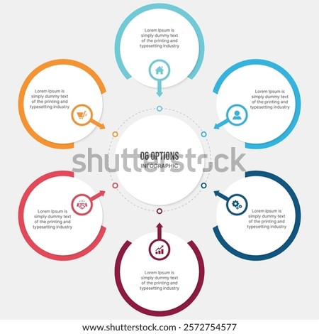 Infographic Template Design With 6 Steps, Process Workflow Diagram