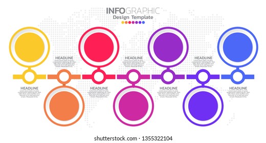 Infographic template design with 7 color options.