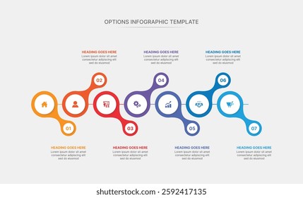Infographic Template Design With 7 Steps, Process Workflow Diagram