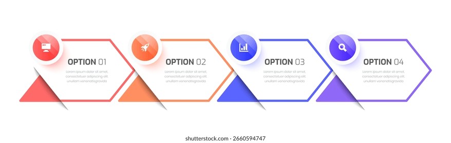 Modelo Infográfico Design com Círculo, Linha Fina, 4 Opções Pode Ser Usado para Apresentação