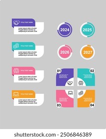 Infographic Template Design Collection of gradient infographic elements set