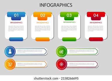 infographic template design with colorful for presentation. design 4 part presentation.