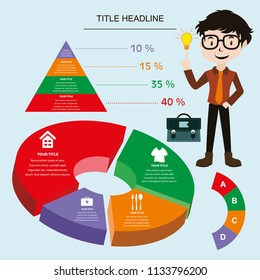 Infographic template design, the four basic human needs, Business elements 