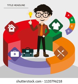 Infographic template design, the four basic human needs, Business elements 
