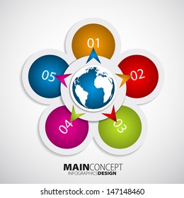 Infographic template design - Geometric paper shapes - Ideal to display data and informations 