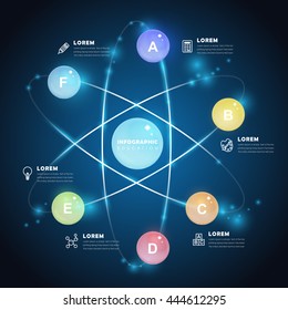 Infographic template design with glossy balls elements