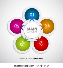 Infographic template design - Main Concept - Geometric paper shapes - Ideal to display data and informations 