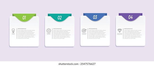 Infographic template design with numbers 4 options or steps.