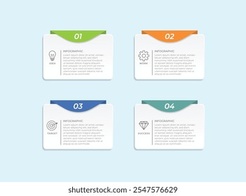 Infographic template design with numbers 4 options or steps.