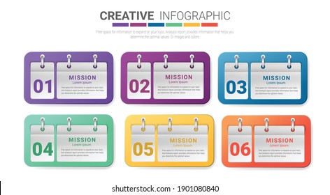 Infographic template design with numbers 6 option, 6 step. can be used for workflow layout, diagram, number step up options.