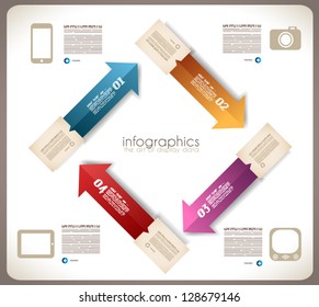 Infographic template design - Original geometric paper shapes with shadows. Ideal to display data and informations with modern style.
