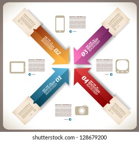 Infographic template design - Original geometric paper shapes with shadows. Ideal to display data and informations with modern style.