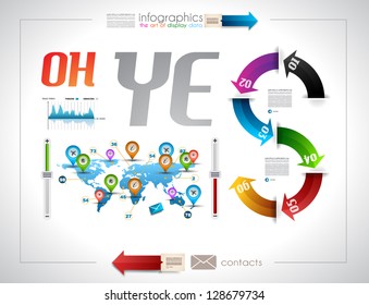 Infographic template design - Original geometric paper shapes with shadows. Ideal to display data and informations with modern style.