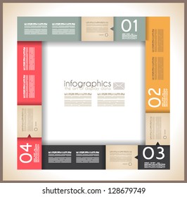 Infographic template design - Original geometric paper shapes with shadows. Ideal to display data and informations with modern style.