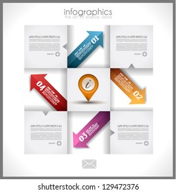 Diseño de plantillas de infografía - Formas de papel geométrico original con sombras. Ideal para mostrar datos e información con estilo moderno.