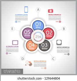 Infographic template design - Original geometric paper shapes with shadows. Ideal to display data and informations with modern style.