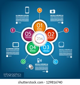 Infographic template design - Original geometric paper shapes with shadows. Ideal to display data and informations with modern style.