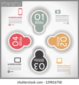 Infographic template design - Original geometric paper shapes with shadows. Ideal to display data and informations with modern style.