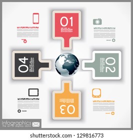Infographic template design - Original geometric paper shapes with shadows. Ideal to display data and informations with modern style.