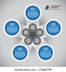 Infographic template design - Original geometric round shapes with shadows. Great to display data and information with modern style.