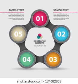 Infographic template design - Original geometric round shapes with shadows. Great to display data and information with modern style.
