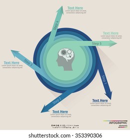 Infographic template . Design for presentation, round chart or diagram. Concept for 5 steps, parts or options. Vector EPS10.