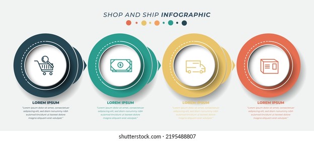 Infografik-Template-Design mit weißem Kreis und Farbkreis im Hintergrund