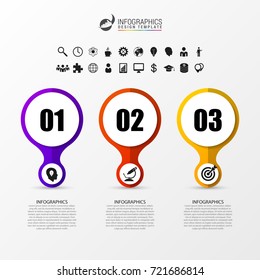 Infographic template. Diagram with 3 steps. Timeline concept. Vector illustration