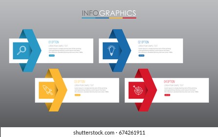 Info-graphic Template diagram with 4 steps multi-Color design, Business layout template, labels design, Vector info-graphic element, Flat style vector illustration EPS 10.