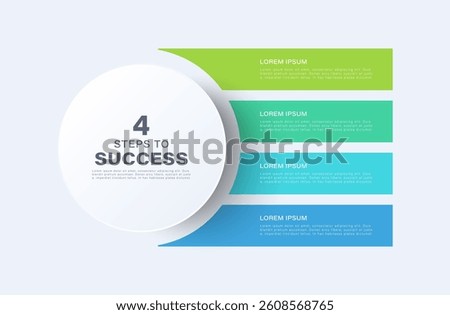Infographic template diagram with 4 steps or options. 4 steps to success
