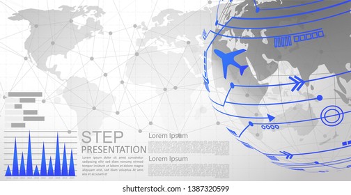 infographic Template for diagram gobal network connection. world map point Internet of Things, Computing Design technology Background