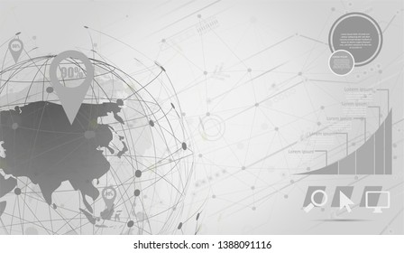 infographic Template for diagram gobal network connection. world map point Internet of Things, Computing Design technology Background