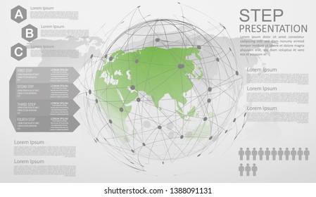 infographic Template for diagram gobal network connection. world map point Internet of Things, Computing Design technology Background