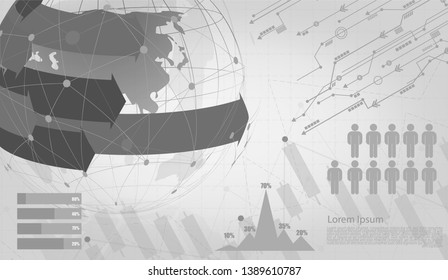 infographic Template for diagram gobal network connection. world map point Internet of Things, Computing Design technology Background
