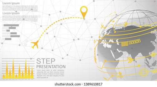 infographic Template for diagram gobal network connection. world map point Internet of Things, Computing Design technology Background