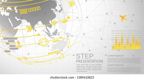 infographic Template for diagram gobal network connection. world map point Internet of Things, Computing Design technology Background
