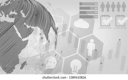 infographic Template for diagram gobal network connection. world map point Internet of Things, Computing Design technology Background