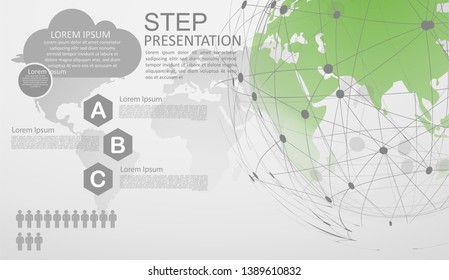 infographic Template for diagram gobal network connection. world map point Internet of Things, Computing Design technology Background