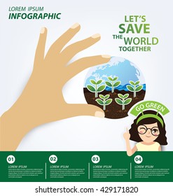 Infographic template. Ecology concept. save world vector illustration.